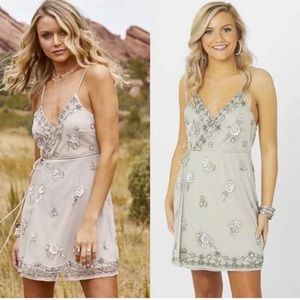 Altr’d State grace beaded grey mini dress